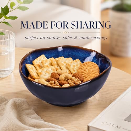 8" Blue Ceramic Decorative Bowl, Ceramic Fruit Bowl, Key Bowl for Entryway Table, Candy Dishes, Fruit Bowl for Kitchen Counter, Blue Small Jewelry Trinket Dish for Bedroom, Bedside Table, Living Room - size: 8in