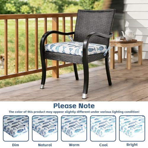 COZYVIDA Outdoor Chair Cushions Set of 4, 20"x20" Square Seat Pads with Tie Straps and YKK Zippers, 35D High-Density Foam, Water-Resistant Fabric,UV-Resistant 1000+ Hrs - color: Print 021
