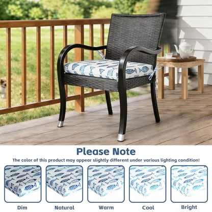 COZYVIDA Outdoor Chair Cushions Set of 4, 20"x20" Square Seat Pads with Tie Straps and YKK Zippers, 35D High-Density Foam, Water-Resistant Fabric,UV-Resistant 1000+ Hrs - color: Print 021