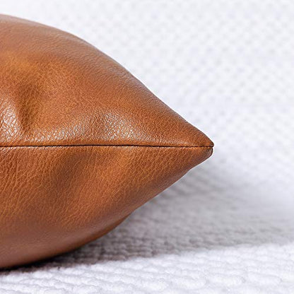 PANOD Premium Faux Leather Throw Pillow Covers, Modern Luxury Decorative Square Throw Pillow Case Cushion Cases for Sofa Couch Bed Car Outdoor,16x16 inch Brown - size: 16" x 16" (Pack of 1)