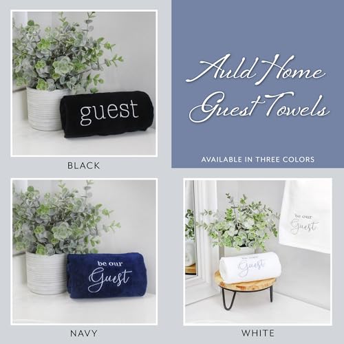 AuldHome Design Guest Towels (Set of 2, Blue); Be Our Guest Monogrammed Hand Towels