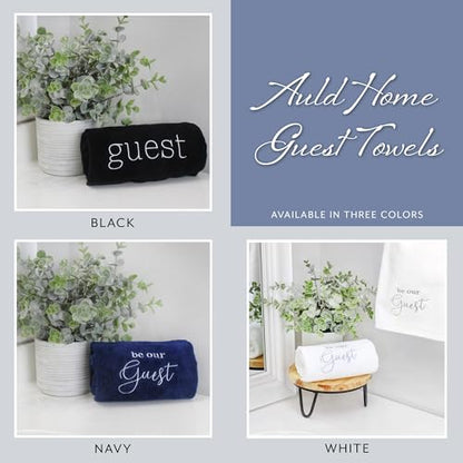 AuldHome Design Guest Towels (Set of 2, Blue); Be Our Guest Monogrammed Hand Towels