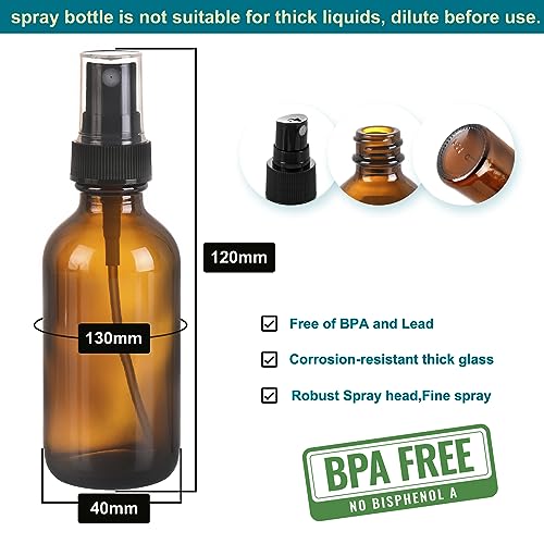NOOEEISS Amber Glass Small Spray Bottle 2 oz 24 Packs,Fine Mist Sprayer Small Clear Bottles,Refillable Containers mini spray bottles for Cleaning Solutions and Skin Care (Amber 24pcs) - color: Amber, size: 24Pack