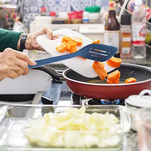 MOACC Silicone Kitchen Cooking Utensils Set: Heat Resistant 13inch Long Kitchen Gadgets, BPA Free Non Stick Rubber Cook Accessories For Food Prep, Frying, Serving, Basting (Dark Blue) - color: Dark Blue