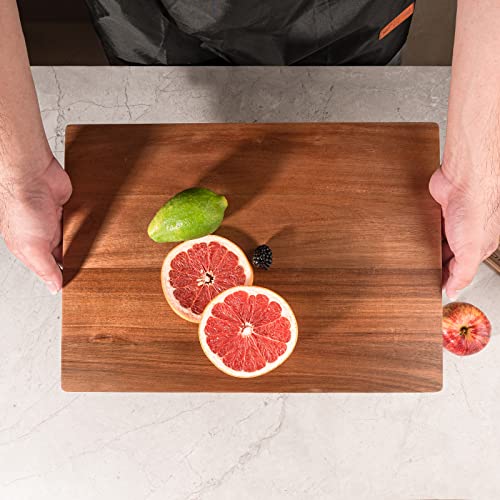 TJ POP Acacia Wood Cutting Board for Kitchen, Premium Wooden Chopping Board with Stand Organizer and Built-in Handle, 15.8 x 11.9 x 1 Inches Butcher Block Large Cheese Serving Board - color: Acacia woood with stand