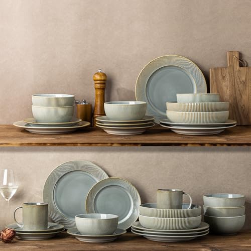 8.5" Ceramic Pasta Bowls Set of 4, Salad Bowls | Versatile Serving Bowls for Pasta, Salad, Fruit & Noodles, Housewarming & Wedding Gift, Desert Sage - color: Desert Sage, size: 8.5 Inch
