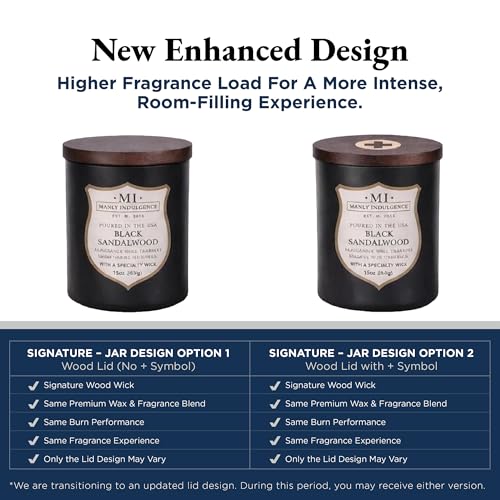 Manly Indulgence Warm Beachwood Scented Candles for Men, 15 oz Wooden Wick, Premium Soy Blend Wax, 60H Burn, Candles for Home Scented - Made in The USA - color: Warm Beachwood