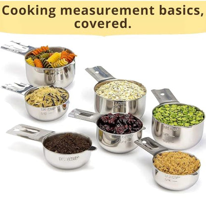 Simply Gourmet Measuring Cups Set of 7, Stackable, 304 Premium Stainless Steel, Kitchen Gadgets for Measure Liquid and Dry Ingredients, Cooking & Baking - size: 7 Piece Set