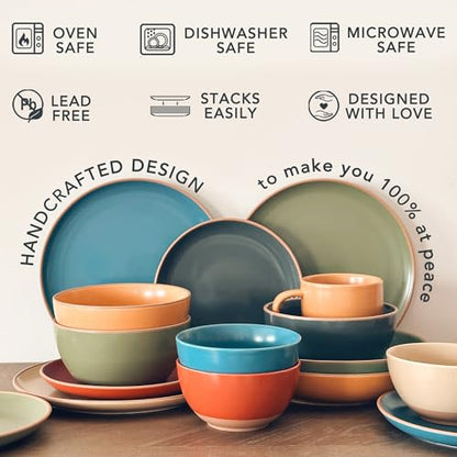 Mora Ceramic Artisan Matte Small Dessert Bowls - 16oz, Set of 6 - Microwave, Oven and Dishwasher Safe, For Rice, Ice Cream, Soup, Snacks, Cereal, Chili, Side Dishes etc - Microwavable Kitchen Bowl - color: Artisan Colors
