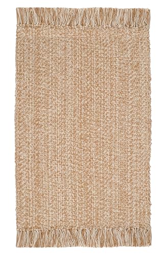 COTTON CRAFT Woven Area Rug - Entryway Mat with Fringe -22x34- Tan Natural | Reversible Boho Farmhouse Rustic Cotton Throw Rug Carpet - Washable Accent Mat for Bedroom Living Room Kitchen Bathroom Dorm - color: Natural - 1 Pack, size: 1'10" x 2'10" (Recta