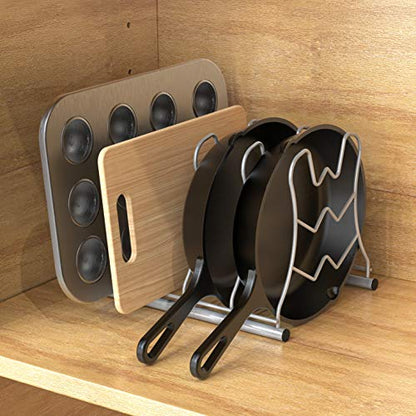 Deco Brothers Pan Organizer Rack for Kitchen Cabinet and Counter, Silver - color: Silver