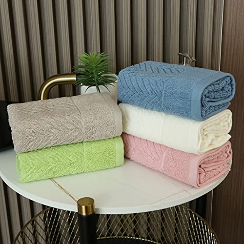 YiLUOMO Khaki Hand Towel 100% Cotton Ultra Soft Absorbent Terry Striped Weave Hand Towel Set for Bathroom 13" X 29", 2 Pack - color: Khaki