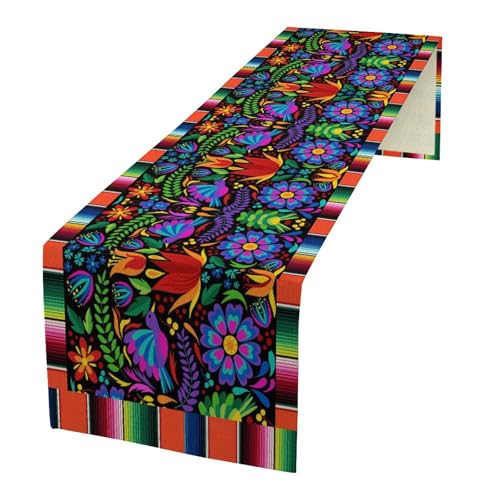 Mexican Fiesta Table Runner, Cinco De Mayo Day of The Dead Table Decoration for Home Party Kitchen Dining 13x36in - color: Mexican-4, size: 13x36in