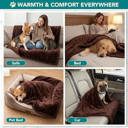 PetAmi Dog Blanket Small Medium Pet Cat Puppy Kitten, 40x29, Solid Brown | 460 GSM, Soft Sherpa Fleece Throw, Reversible Plush Couch Cover Protector Crate Carrier Sofa Bed Car Seat, Machine Washable - color: Brown/Brown Sherpa, size: Medium - 29 X 40 Inch