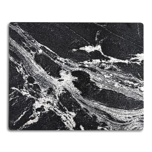 Marble Cutting Board For Kitchen, 16x12 Inch Black with White Vein Marble Pastry Slab Stone Cutting Board For Baking, Cheese, Charcuterie, Chocolate - color: Black with White, size: 16"L x 12"W