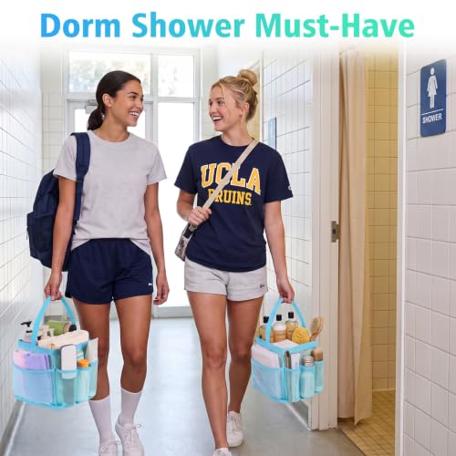 EUDELE Mesh Shower Caddy Portable, 8-Pocket Large Capacity, Quick Dry, Easy Clean, Ideal for Beach, Swimming, Gym, Travel - color: All Ice Blue