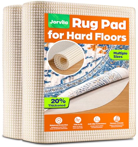 Jorvila Non-Slip Rug Pad Gripper Round 8 Feet | Anti Skid Mat for Under Area Rugs, Keeps Rugs in Position and Safe, Thick Cushioned Carpet Pad for Hardwood Floors Protection - color: White, size: 8' (Round)
