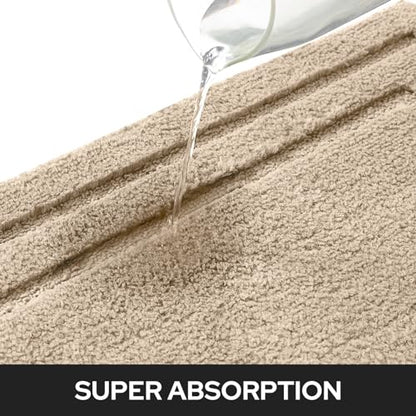HOMEIDEAS Bathroom Rugs Sets 2 Piece, Super Soft and Absorbent Non Slip Microfiber Machine Washable Bath Mat Set (20" x 32" + 16" x 24", Beige) - color: Loop- Beige, size: 1'4" x 2'8" (16"x24"+20"x32")