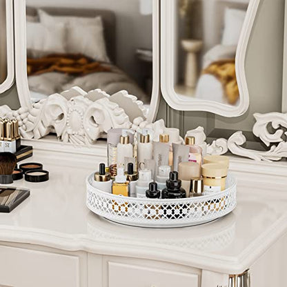 Ovicar Lazy Susan Turntable Organizer - 13 inch Rotating Spice Rack Metal Lazy Susan for Cabinet Pantry Kitchen Countertop Dining Table Cupboard Bathroom Vanity Refrigerator White - color: 13 Inch White