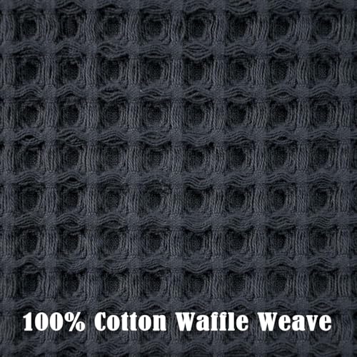 Jacquotha Waffle Hand Towels for Bathroom 5-Piece (Charcoal Blue) | Cotton Quick Dry Lint Free Face Towels 13” x 29” - color: Charcoal Blue