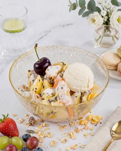 bUCLA 50Pack Gold Glitter Plastic Serving Bowls - 24oz Gold Disposable Dessert/Salad/Soup/Salad/Fruit/Cereal Bowls for Wedding & Party - color: Gold Glitter, size: 24oz