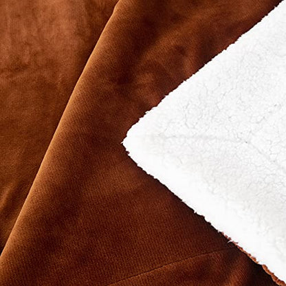 Sherpa Fleece Fall Throw Blanket, Caramel, 50x60 inches | Double-Sided Super Soft Luxurious Plush Blanket Throw Size - color: Caramel, size: 50"×60"