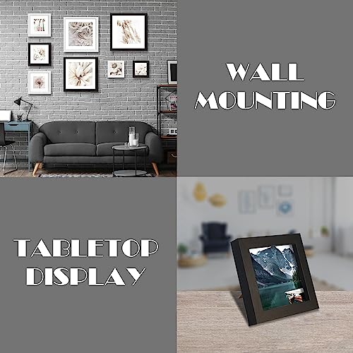 Hongkee 4x4 Black Picture Frames set of 3, Made of Wooden and Real Glass Small Square frame - Display on Table Desk Top or Wall Hanging - color: Black, size: 4x4 in