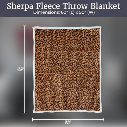 Sherpa Fleece Throw Blanket - 50x60-Inch Machine-Washable Reversible Throw - Fluffy Blankets for Couch, Chair, or Bed by Lavish Home (Leopard) - size: 50x60