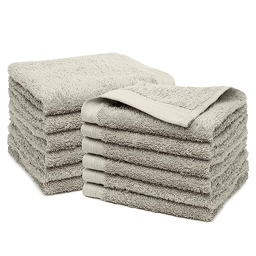 100% Cotton Washcloths Set 13” x 13” | Silver Towels | Set of 12 Ultra Soft and Highly Absorbent Washcloths Sets for Bathroom, Gym, Hotel, Spa | Machine Washable Face Towel - color: Silver, size: 12 Pcs 13" x 13"