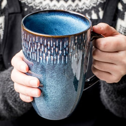Large Ceramics Coffee Mugs,21 OZ,Large Handle Design,Extra Large Tea and Coffee Cup for Office and Home，Microwave And Dishwasher Safe(Color:21 oz blue) - color: 21 oz blue