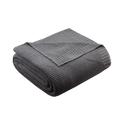 INK+IVY Bree Knit Throw Blanket for Bed, Sofa, and Couch, Lightweight, Breathable, Soft & Cozy Summer Blanket, Full/Queen (90 in x 90 in), Charcoal - color: Charcoal, size: Full/Queen (90 in x 90 in)