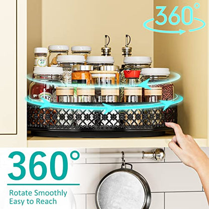 Ovicar Lazy Susan Organizer Turntable - 11 inch Rotating Spice Rack Metal Lazy Susan for Cabinet Pantry Kitchen Countertop Dining Table Cupboard Bathroom Refrigerator Vanity Black - color: 11 Inch Black