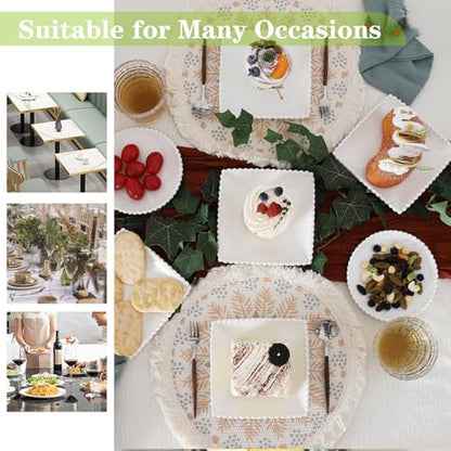 6 IN Porcelain Dessert Plates, White Appetizer Dinnerware, 12 Pcs | Square Pearl Dots, Scratch Resistant, Microwave Safe, Oven Safe, Dishwasher Safe - size: 6 Inch - 12P