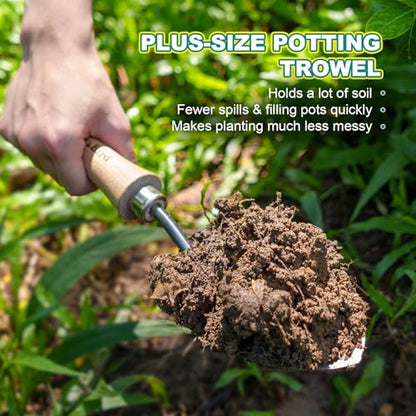 Berry&Bird Weeding Trowel, Multi- Use Hand Shovel with Serrated Blade Stainless Steel Garden Trowel Plus Size Potting Trowel with Wooden Handle for Transplanting, Digging, Measuring, Cutting Roots - color: Weeding Trowel