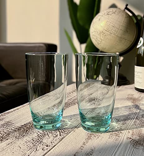 KLIFA- ETON, 20.8 oz, Set of 6, Acrylic Highball Drinking Glasses Set, Iced Tea Cups, BPA-Free, Stackable Plastic Drinkware, Dishwasher Safe Cups, Turquoise - color: Turquoise, style: 20.8 ounces, Set of 6