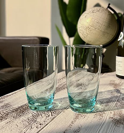 KLIFA- ETON, 20.8 oz, Set of 6, Acrylic Highball Drinking Glasses Set, Iced Tea Cups, BPA-Free, Stackable Plastic Drinkware, Dishwasher Safe Cups, Turquoise - color: Turquoise, style: 20.8 ounces, Set of 6