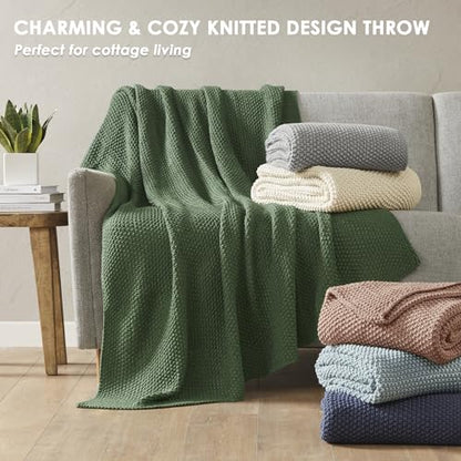 INK+IVY Bree Knit All Season Throw Blanket for Sofa, 50 x 60, Brown | Ultra Soft, Acrylic, Lightweight, OEKO-TEX Certified - color: Brown, size: Throw (50 in x 60 in)