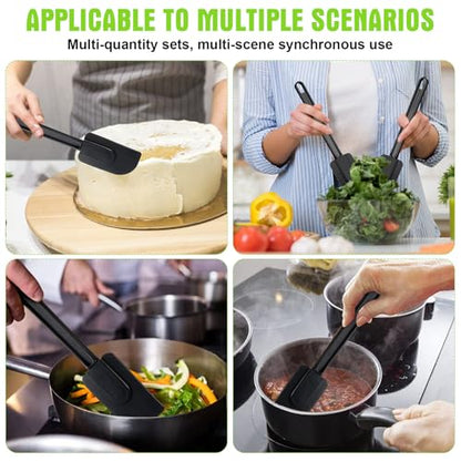 Meekoo 5 Pcs 10 Inch Rubber Spatula 500℉ High Heat Resistant Spatulas | Silicone Spatulas, for Baking Kitchen Cooking, Commercial Food Bpa Free Grade Non Stick Dishwasher Safe, Black - color: Black, size: 10 Inch