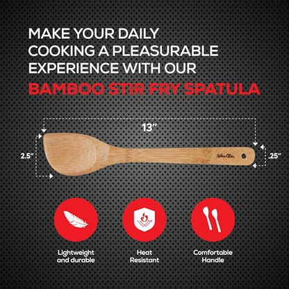 Helen's Asian Kitchen Bamboo Stir Fry Spatula, 13-Inch, Wok Cooking Tool For Stirring, Mixing, Turning, And Serving - size: 13-Inch, Solid Spatula