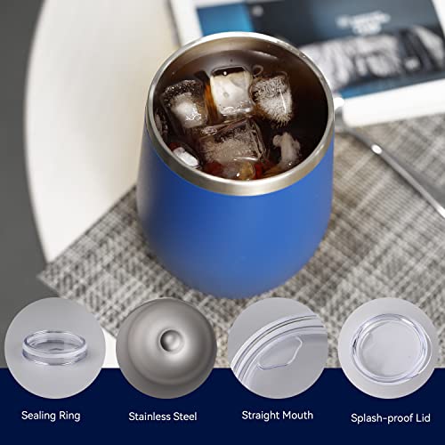 DOMICARE Stainless Steel Wine Tumbler Bulk with Lid, Personalized Insulated Tumblers Set, 12oz Travel Coffee Cups Pack of 1, Dark Blue - color: Dark Blue, size: 1 Count (Pack of 1)