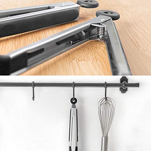 2 Pack Stainless Steel Silicone Cooking & Serving Tongs, 7 & 9 Inch | Locking Handle, Heat Resistant, Dishwasher Safe, for Grilling Steak Salad Pasta Buffet Serving, Black - color: Black, size: 7 & 9 inch