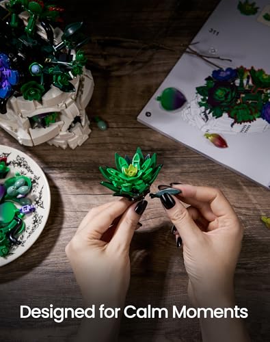 Succulent Skull Planter Flowers Building Set, Botanical Skeleton Pot Collection Building Kit, Horror Plants Home Office Table Decoration Blocks Toys for Adults, Gift for Birthday Mother's Day