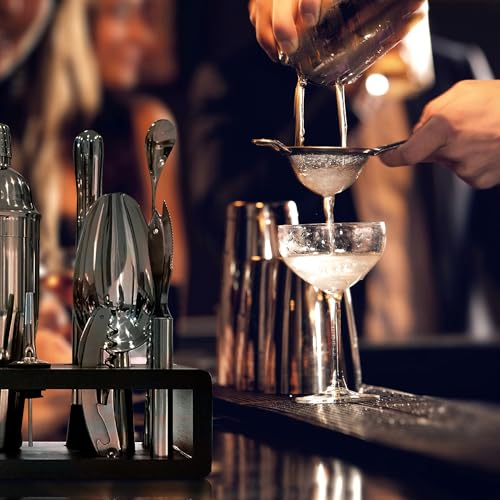 Highball & Chaser 13-Piece Cobbler Cocktail Shaker Set: Black Polished Stainless Steel Bartender Kit for Home Bar Set | Laser Engraved Tools Plus E-Book with 30 Recipes - color: Gunmetal