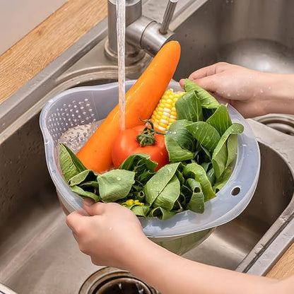Japanese Rice Strainer Quinoa Washing Bowl Small Grains Washer Cleaner | Plastic Side Drainers Colander for Rinsing Fruits, Vegetables and Beans, BPA-Free - color: Clear