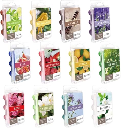 pliadvbu Scented Wax Melts Heart for Scented Wax Warmer - 100% Soy Melts - 12 Fragrances X 6 Heart Home Fragrance for DIY Candle Warmer