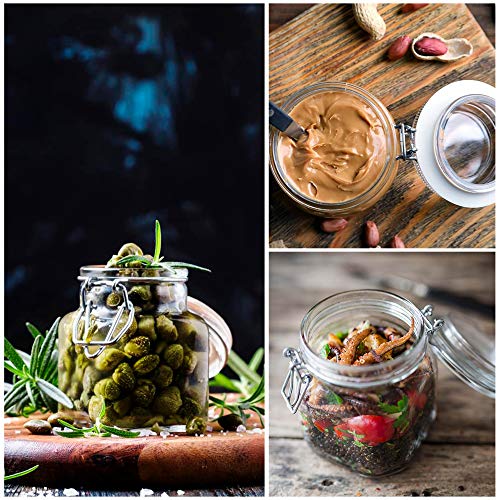 SPANLA Spice Jars, 12 Pack 4oz Small Glass Jars Spice Jars Herb Jars | Spice Herb Jars with Airtight Hinged Lids, 4oz Glass Jar with Labels Silicone Funnel Ideal for Spice Herbs Art Craft Storage - color: 12 Pack
