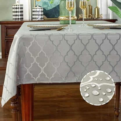 SASTYBALE Christmas Jacquard Tablecloth, Square, 52" x 52", Gray | Damask Fabric, Water Resistant, Wrinkle Free Polyester, 2-4 Seats, Kitchen Dining Tabletop Use - color: Gray Color, size: 52" x 52" (Square)