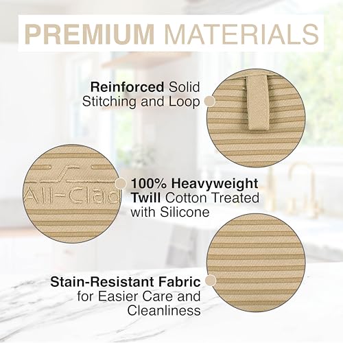 All-Clad Premium Pot Holder & Hot Pad: Heat Resistant to 500 Degrees - 100% Cotton, 10"x6.25" Hot Pad for Kitchen and Barbeque, (2-Pack), Cappuccino - color: Cappuccino, size: 2 Pack