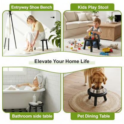 Wood Plant Stands 3-Pack Indoor, Plant Stool, Black | Premium carbonized pine with moisture-resistant, burr-free finish, Snap together in 60 seconds, no tools needed - color: Black, size: 3-Pack