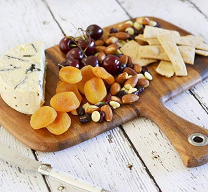 Ironwood Gourmet Small Rectangular Provencale Paddle Board, Acacia Wood | Small Rectangular Serving Board With Handle | Perfect For Serving Charcuterie & Snacks | Beautiful Acacia Wood Paddle Board - size: 12"L x 11"W